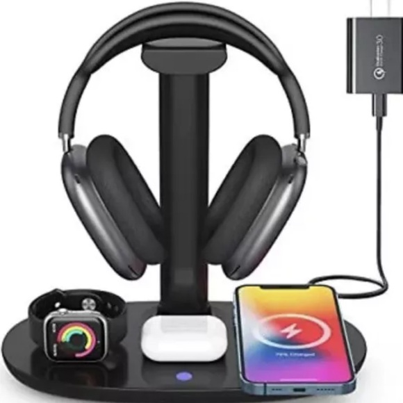 Headphone Stand with 15w Wireless Charger Suguder 4 in 1 Qi Charging Station ... - Picture 1 of 4